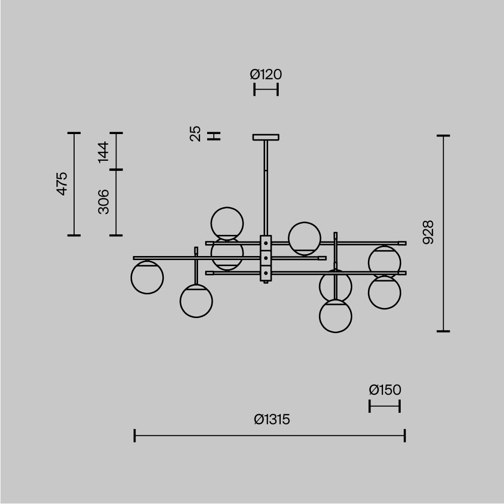 Lampa wisząca Maytoni Nostalgia IP20 9xE14 MOD048PL-09G | Czarno-złoty