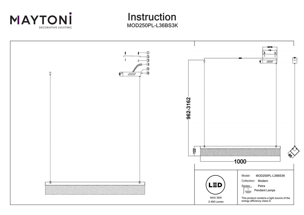 Lampa wisząca Maytoni Petra IP20 x MOD250PL-L36BS3K | Mosiądz