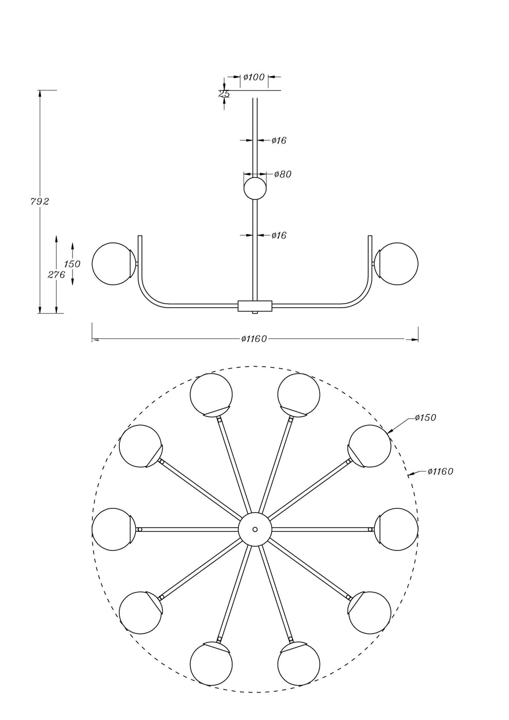 Lampa wisząca Maytoni Rendez-vous IP20 10xE14 MOD109PL-10BS | Mosiądz