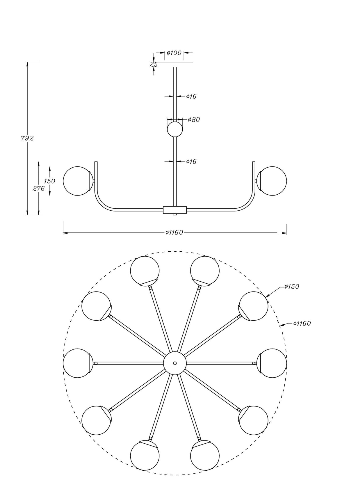 Lampa wisząca Maytoni Rendez-vous IP20 10xE14 MOD109PL-10BS | Mosiądz