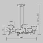 Lampa wisząca Maytoni Vision IP20 6xE14 MOD411PL-06G | Złoto