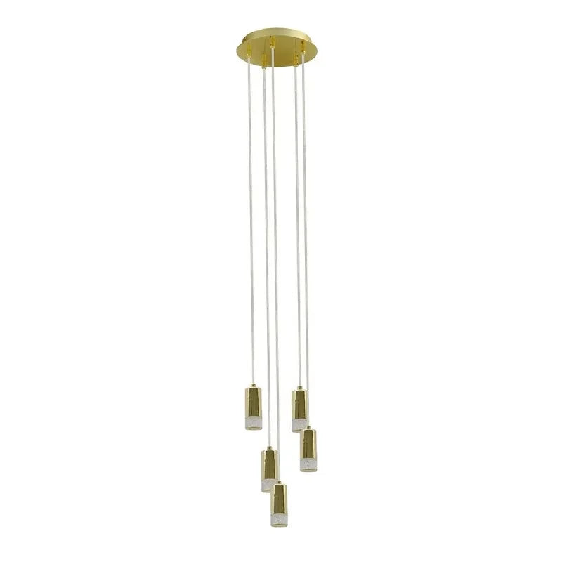 Lampa wisząca Mentin dł. 58cm 5W 5xLED barwa ciepła 3000K | mosiężny szczotkowany