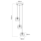 Lampa wisząca Miele 3, czarny/dymiony/złoty, 3x40W E27