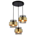 Lampa wisząca Miele 3, czarny/dymiony/złoty, 3x40W E27