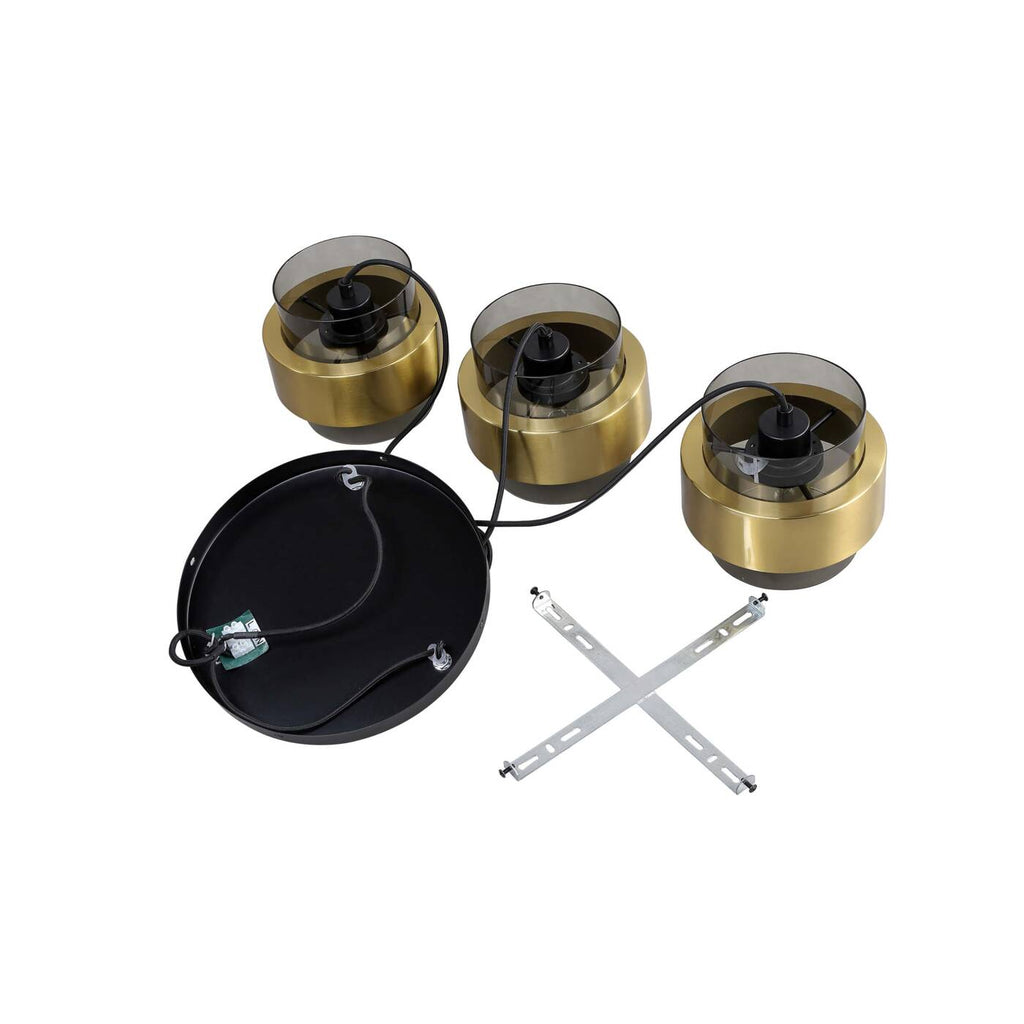Lampa wisząca Miele 3, czarny/dymiony/złoty, 3x40W E27