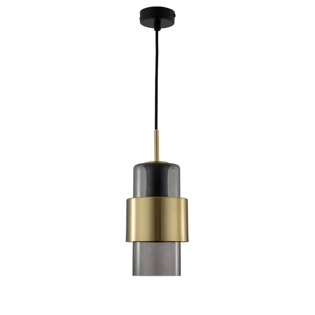 Lampa wisząca Miele, długa, czarny/dymiony/złoty, 1x40W E27