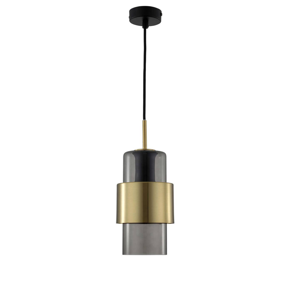 Lampa wisząca Miele, długa, czarny/dymiony/złoty, 1x40W E27