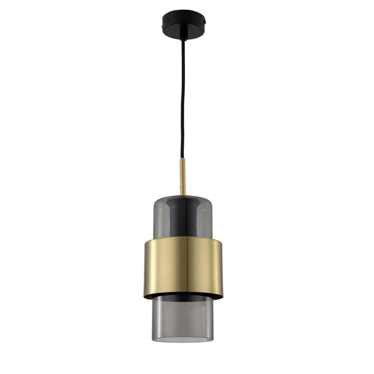Lampa wisząca Miele, długa, czarny/dymiony/złoty, 1x40W E27