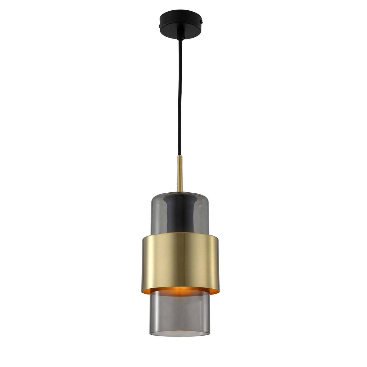 Lampa wisząca Miele, długa, czarny/dymiony/złoty, 1x40W E27