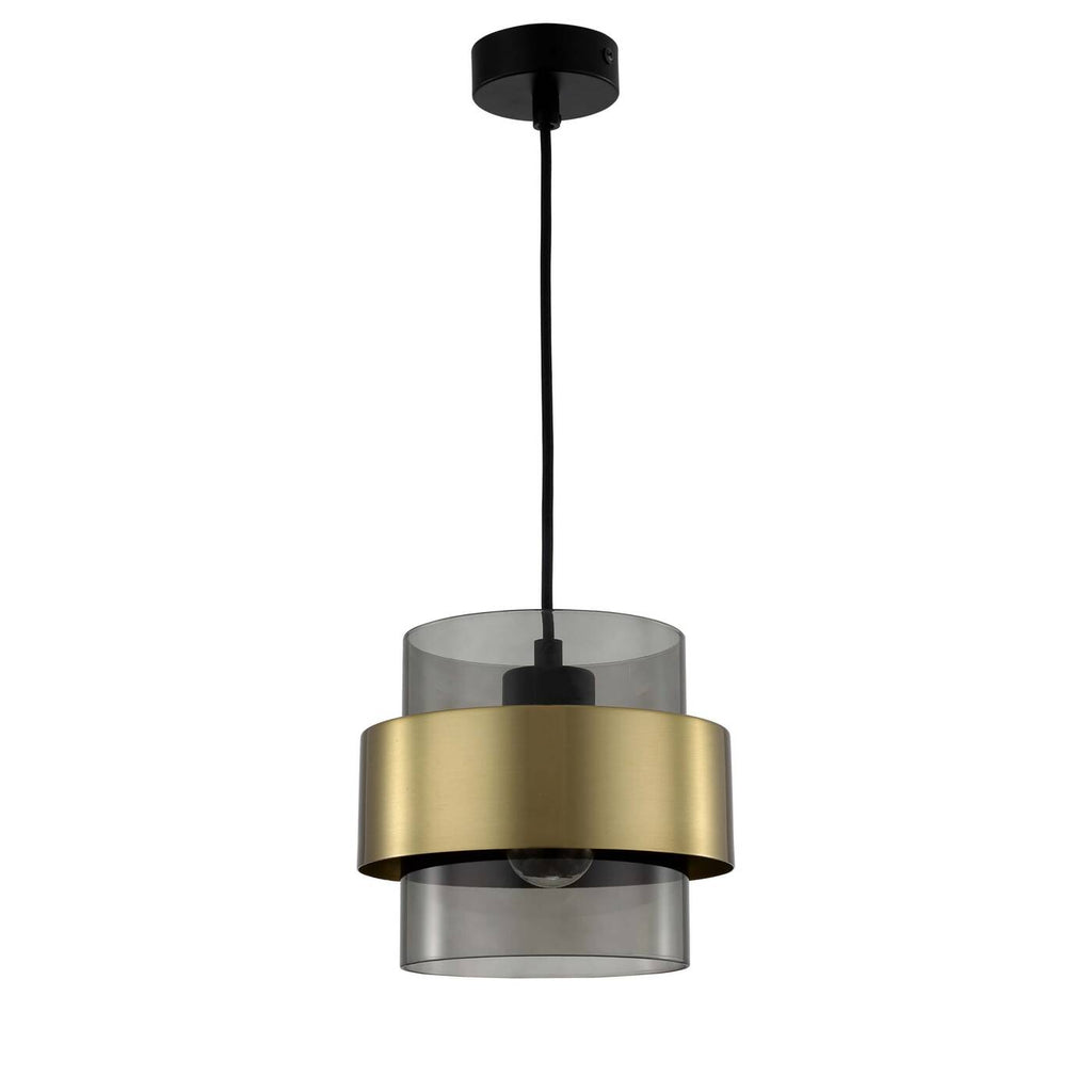 Lampa wisząca Miele, duża, czarny/dymiony/złoty, 1x40W E27