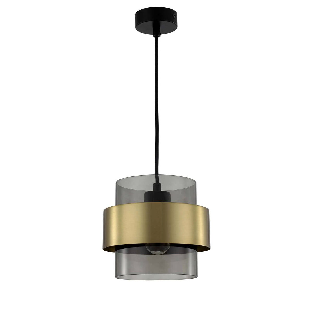 Lampa wisząca Miele, duża, czarny/dymiony/złoty, 1x40W E27
