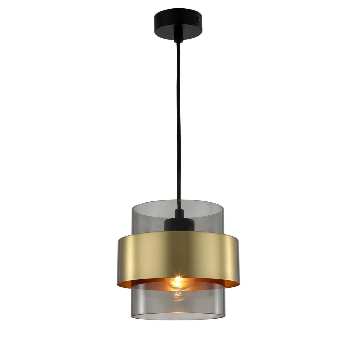 Lampa wisząca Miele, duża, czarny/dymiony/złoty, 1x40W E27