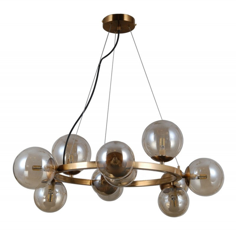 Lampa wisząca Montora śr. 64cm 11xG9 | miodowy mosiężny