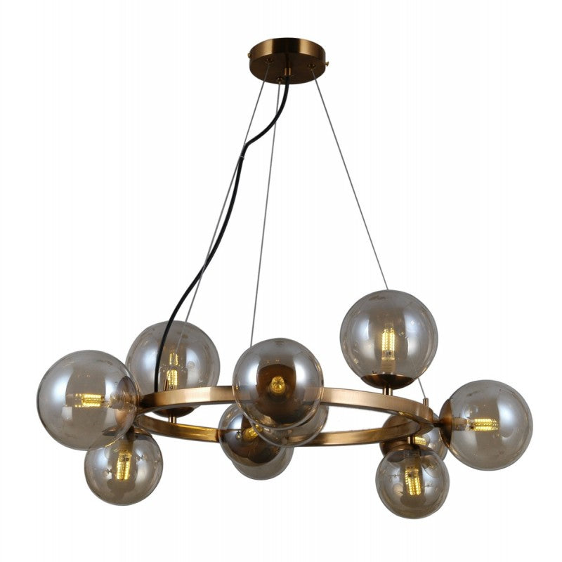 Lampa wisząca Montora śr. 64cm 11xG9 | miodowy mosiężny
