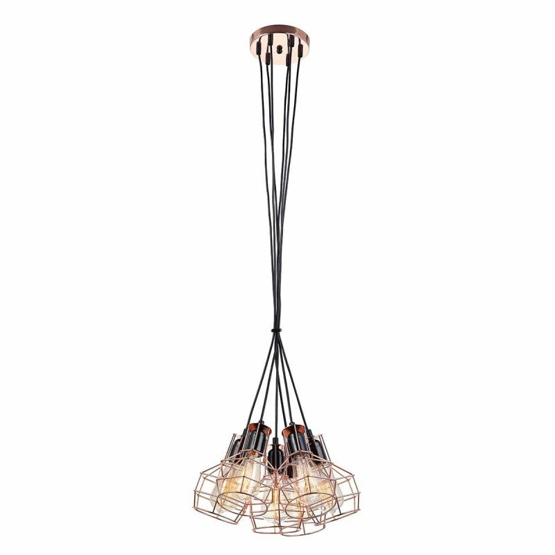 Lampa wisząca PERIFO śr. 40cm 6xE27 | czarny/miedziany