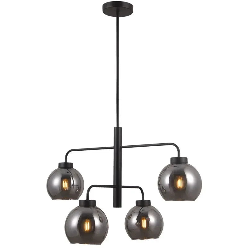 Lampa wisząca POGGI dł. 74cm 4xE27 | czarny/dymiony