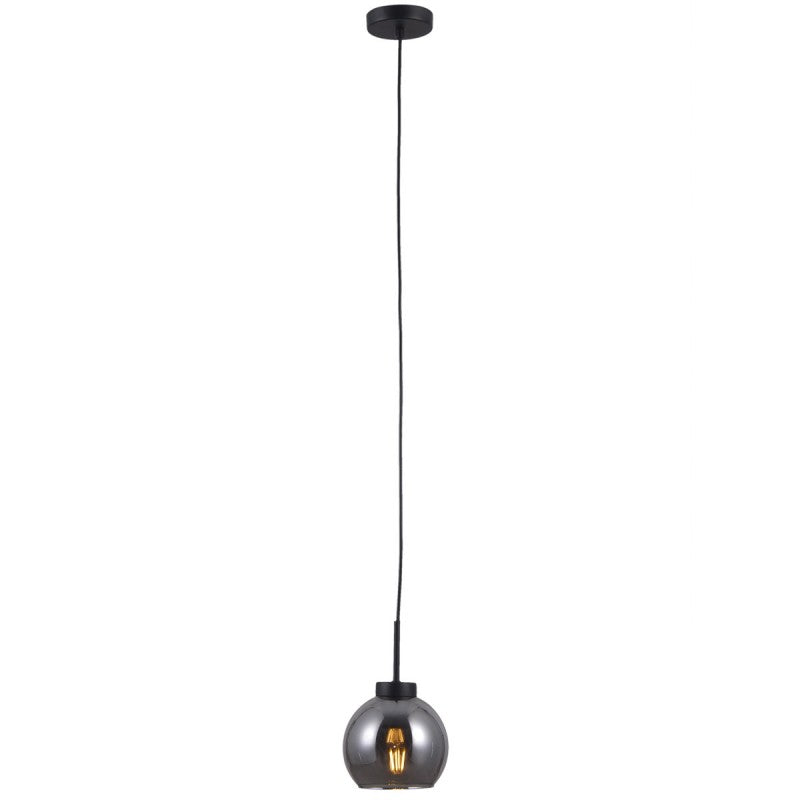 Lampa wisząca POGGI śr. 15cm E27 | czarny/dymiony
