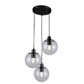 Lampa wisząca PUERTO, czarna z transparentnymi kloszami, 3x40W E27