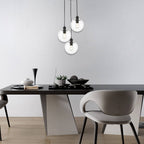 Lampa wisząca PUERTO, czarna z transparentnymi kloszami, 3x40W E27