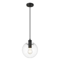 Lampa wisząca PUERTO, śr. 20cm, czarna z transparentnym kloszem, 1x50W E27