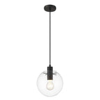 Lampa wisząca PUERTO, śr. 20cm, czarna z transparentnym kloszem, 1x50W E27