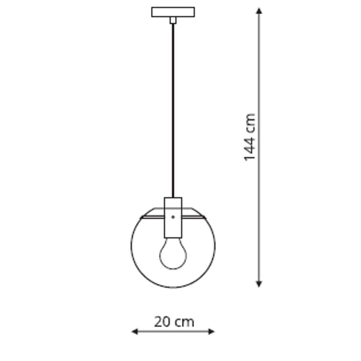 Lampa wisząca PUERTO, śr. 20cm, czarna z transparentnym kloszem, 1x50W E27