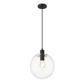 Lampa wisząca PUERTO, śr. 25cm, czarna z transparentnym kloszem, 1x50W E27