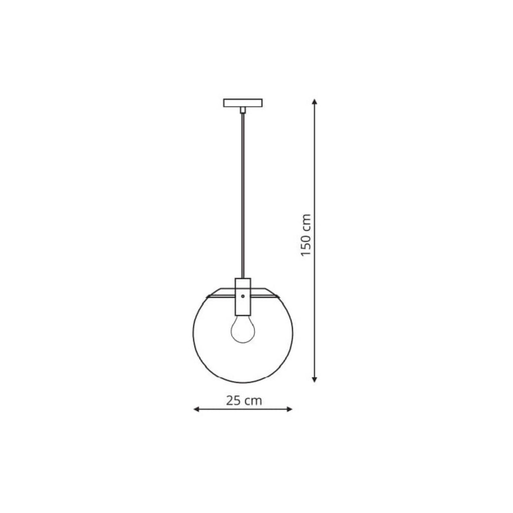 Lampa wisząca PUERTO, śr. 25cm, czarna z transparentnym kloszem, 1x50W E27