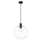 Lampa wisząca PUERTO, śr. 30cm, czarna z transparentnym kloszem, 1x50W E27