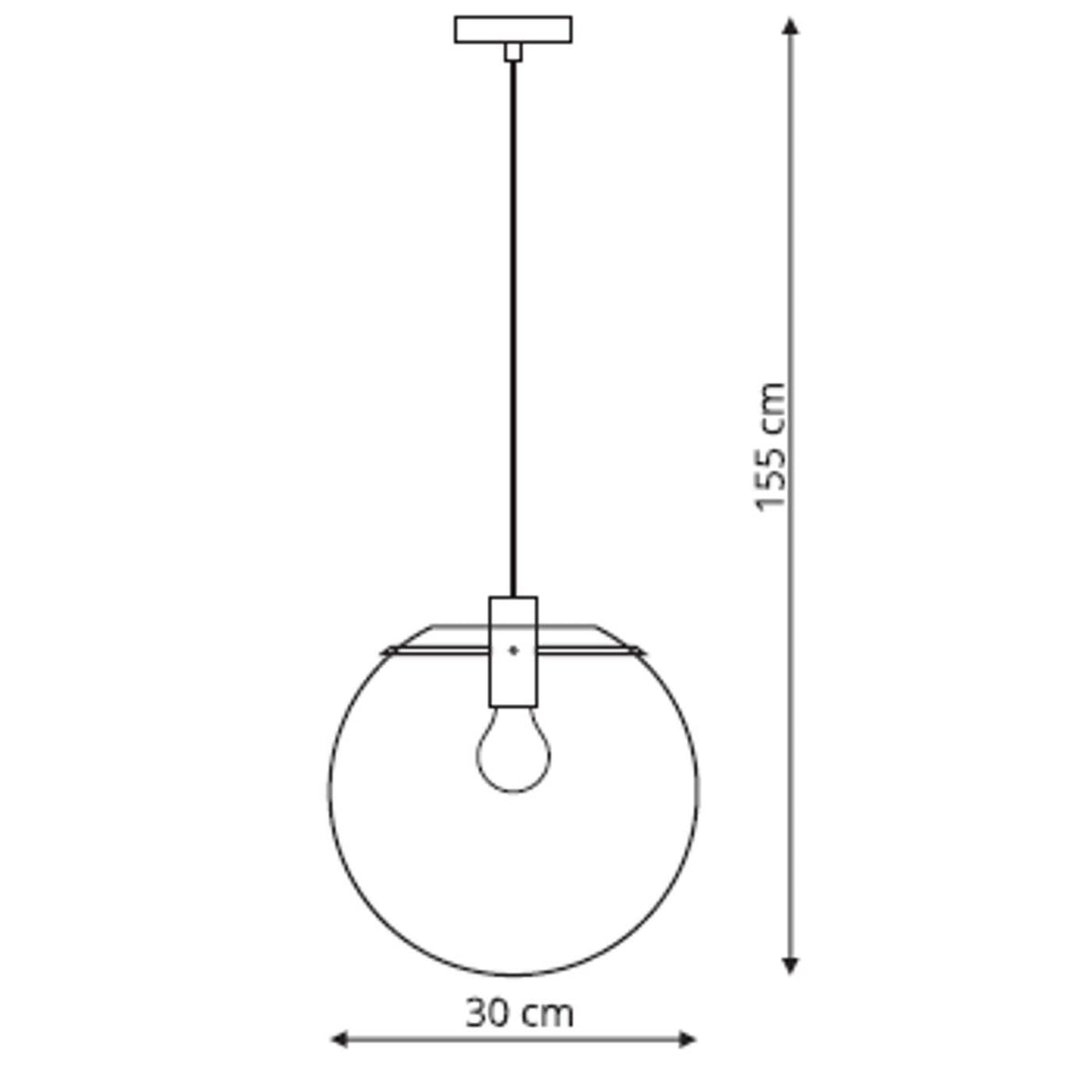 Lampa wisząca PUERTO, śr. 30cm, czarna z transparentnym kloszem, 1x50W E27