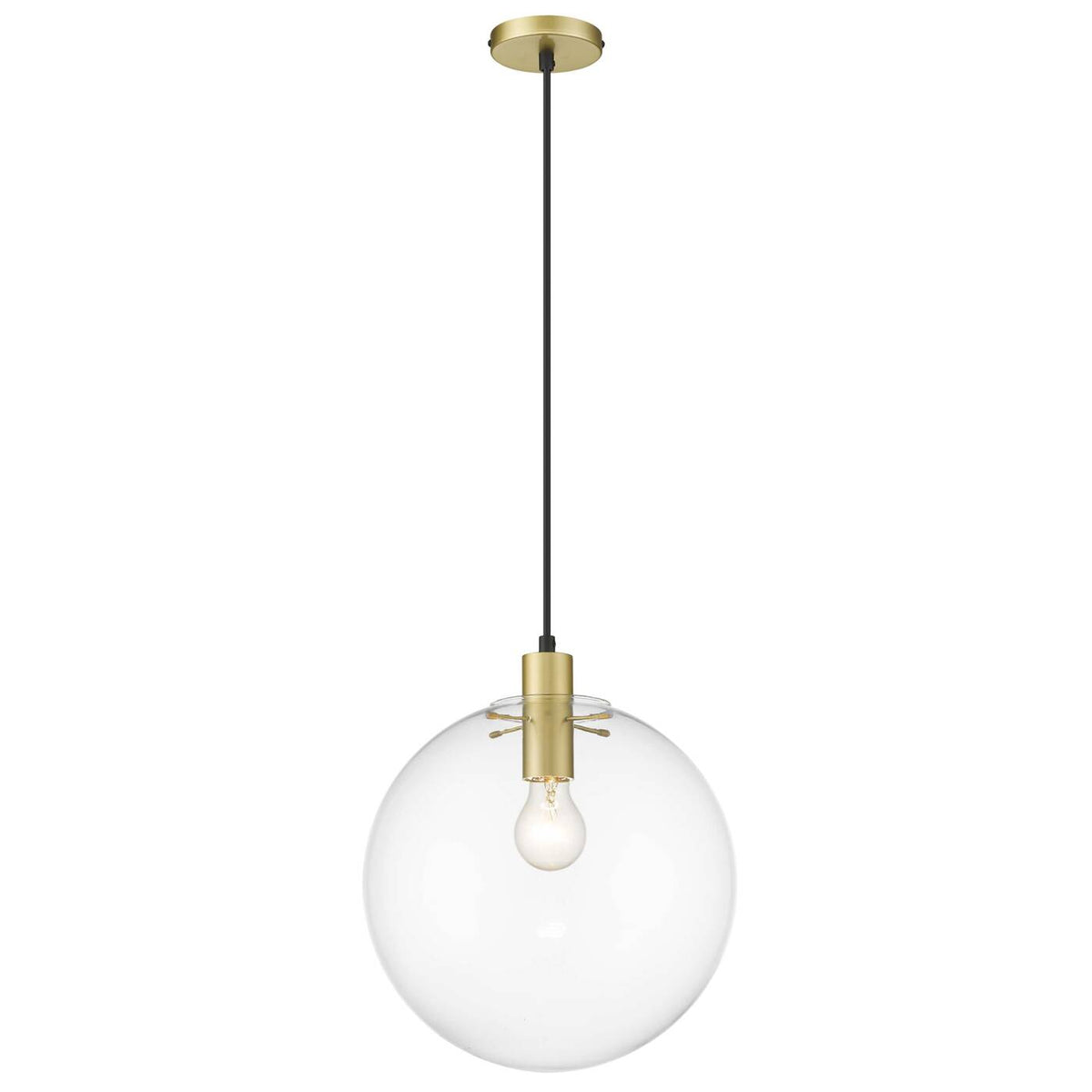 Lampa wisząca PUERTO, śr. 30cm, złota z transparentnym kloszem, 1x50W E27