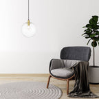 Lampa wisząca PUERTO, śr. 30cm, złota z transparentnym kloszem, 1x50W E27
