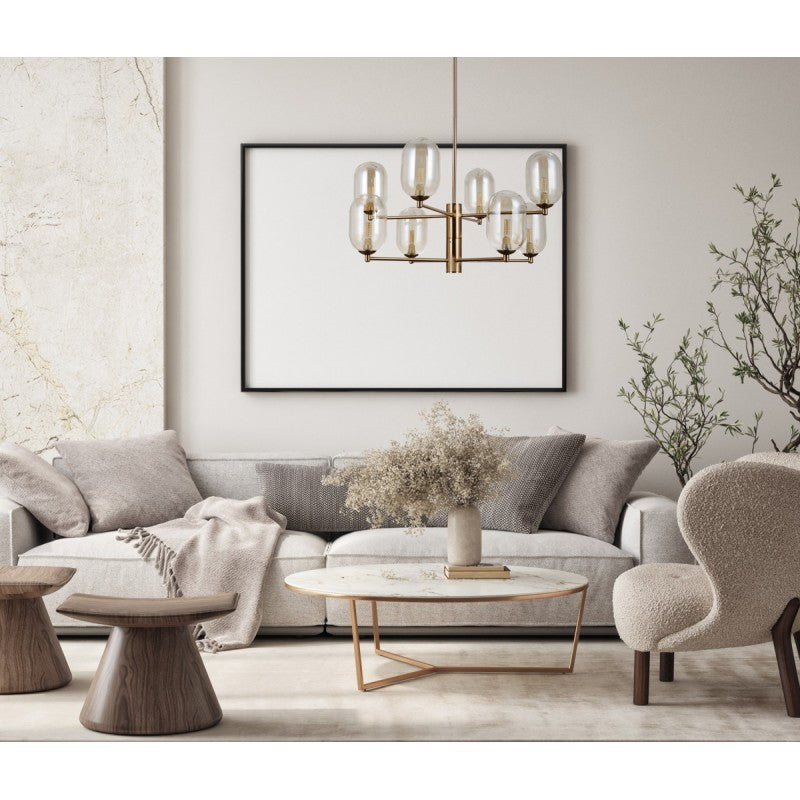 Lampa wisząca Perano śr. 62cm 8xG9 | brąz antyczny/ bursztynowy