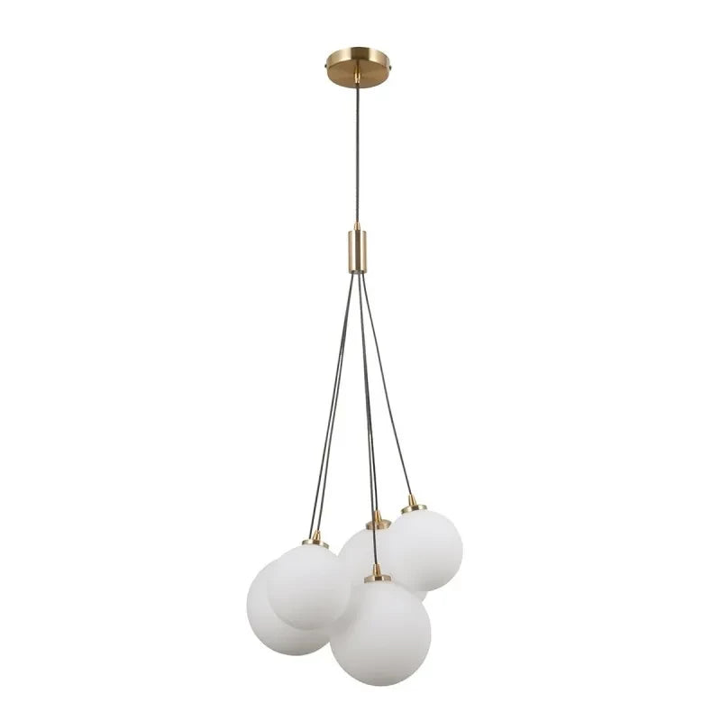 Lampa wisząca Perlos śr. 33cm 5xG9 | miodowy mosiężny