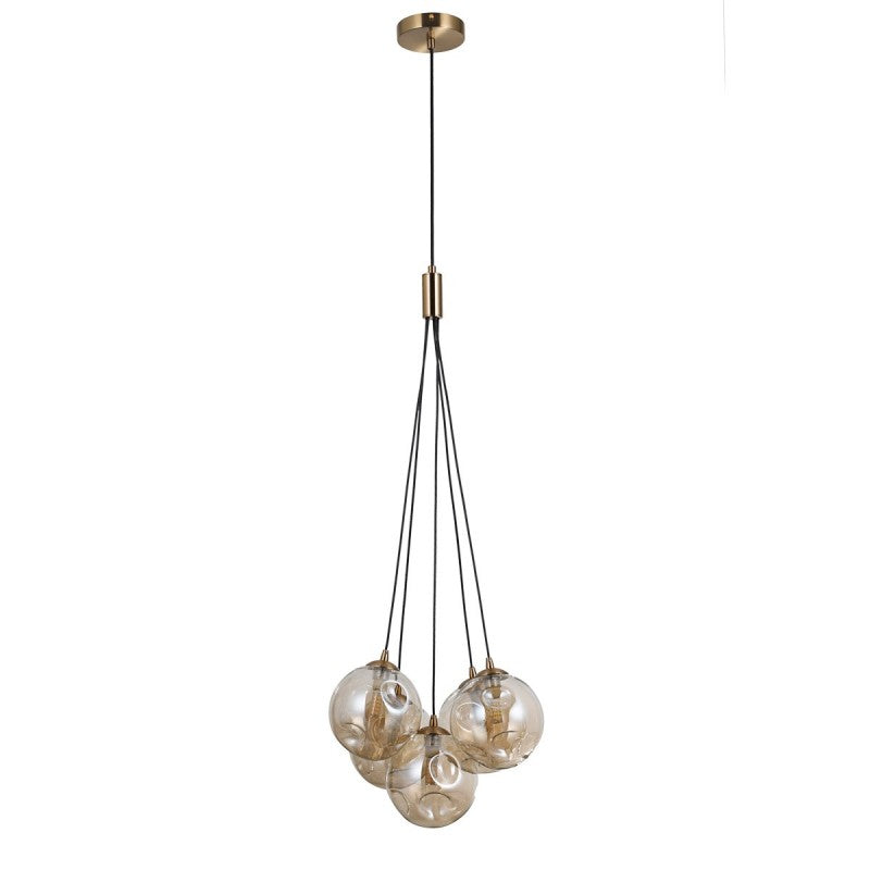 Lampa wisząca Perlos śr. 35cm 5xG9 | miodowy/bursztynowy