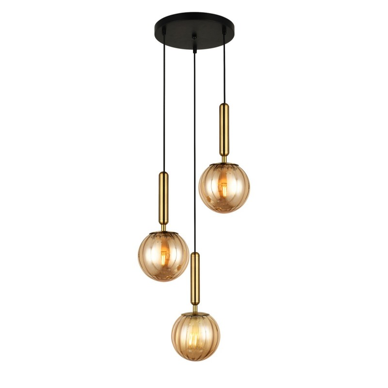 Lampa wisząca RAVENA śr. 35cm 3xE27 | mosiądz/dymiony