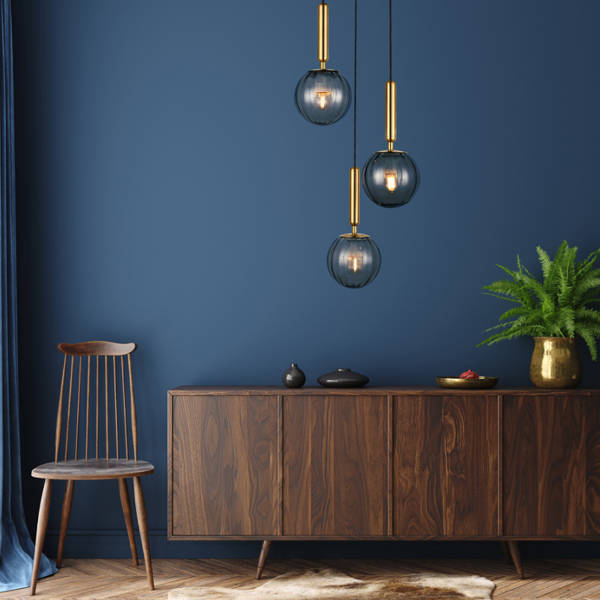 Lampa wisząca RAVENA śr. 35cm 3xE27 | mosiądz/dymiony