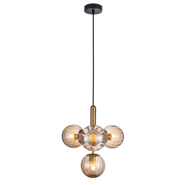 Lampa wisząca RAVENA śr. 43cm 4xE27 | mosiądz/bursztynowy