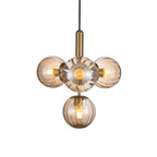 Lampa wisząca RAVENA śr. 43cm 4xE27 | mosiądz/bursztynowy