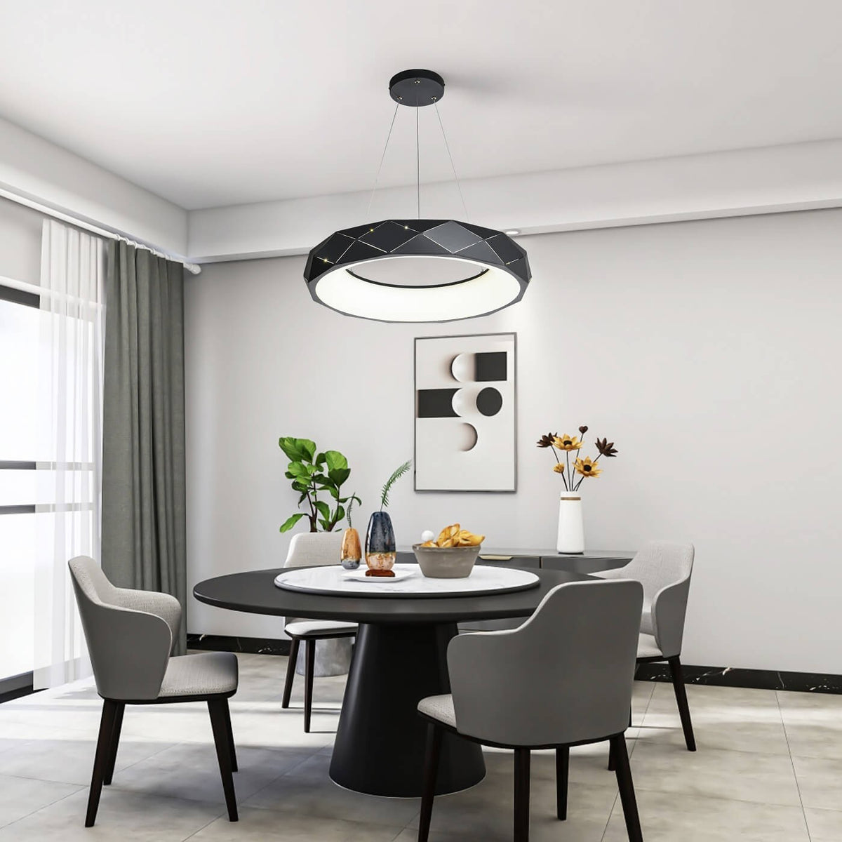 Lampa wisząca REUS LED czarna 60cm