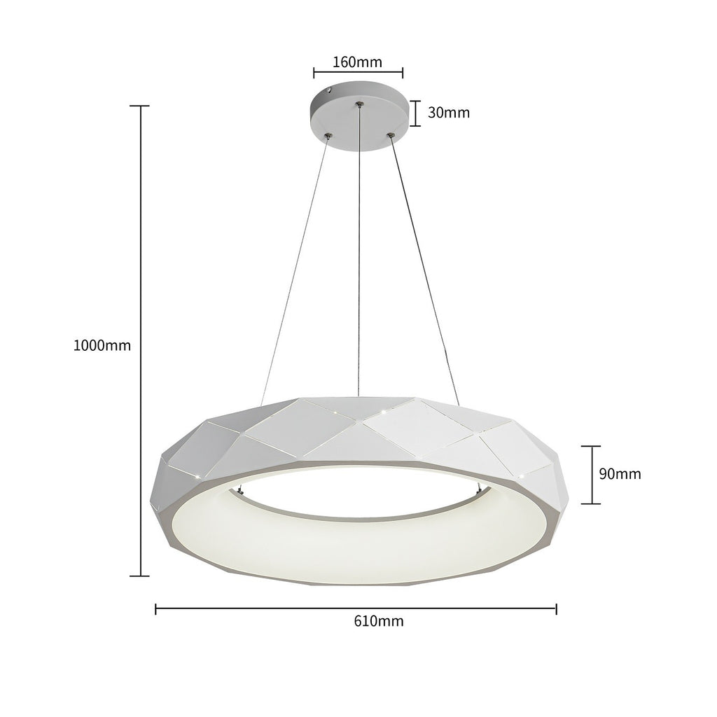 Lampa wisząca REUS, biała, 36W LED, barwa neutralna 4000K