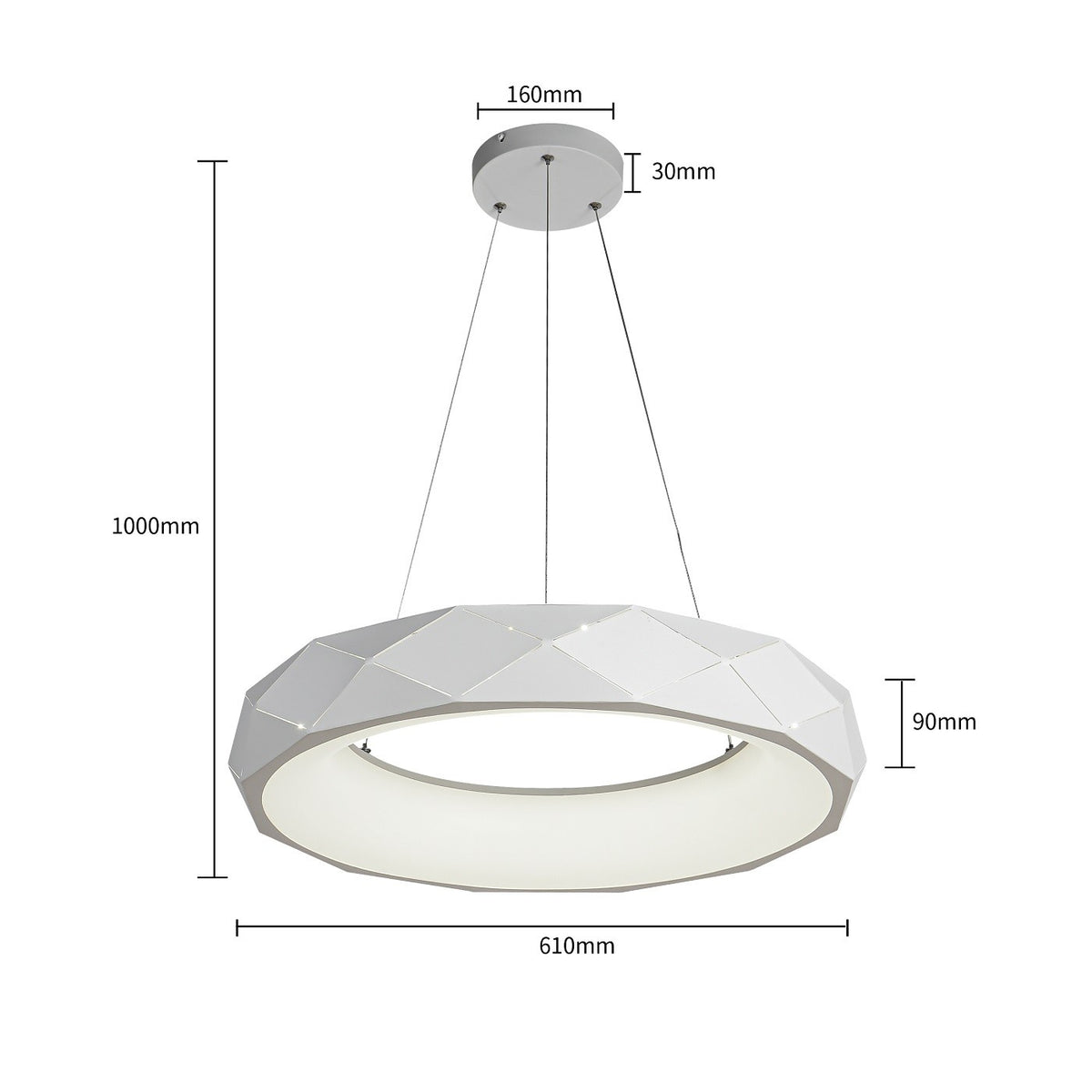 Lampa wisząca REUS, biała, 36W LED, barwa neutralna 4000K
