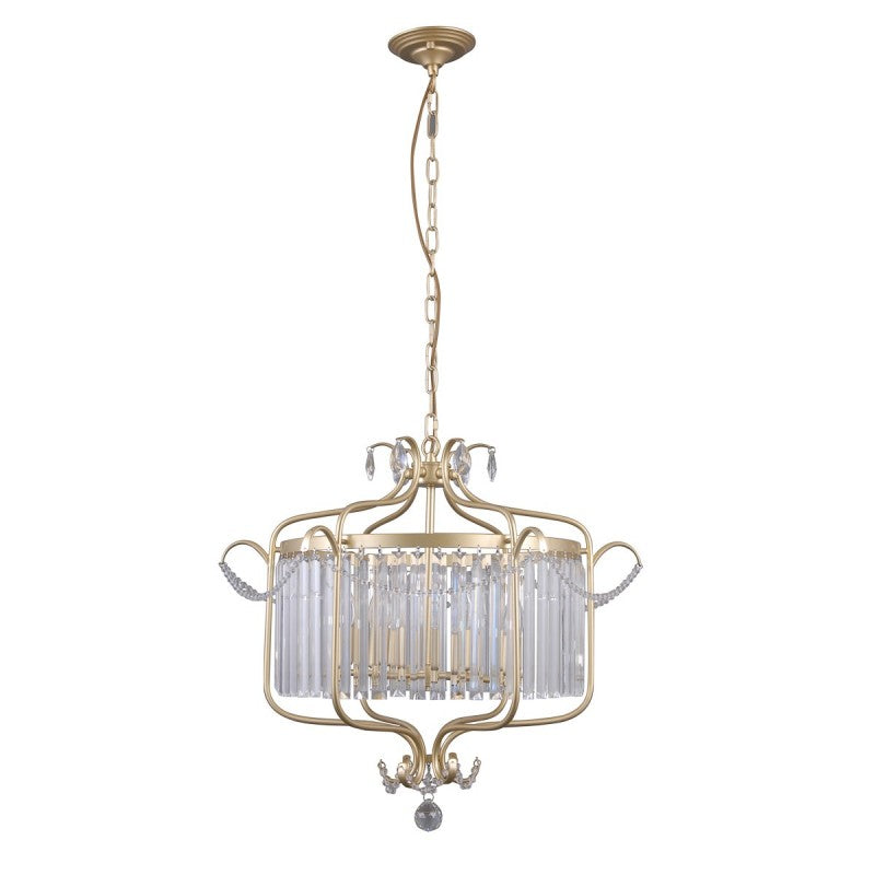 Lampa wisząca RINALDO śr. 66cm 6xE14 | srebrny szampański/transparentny