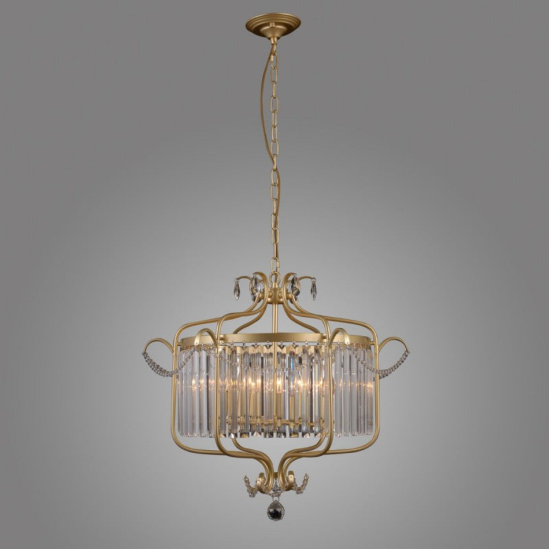 Lampa wisząca RINALDO śr. 66cm 6xE14 | srebrny szampański/transparentny