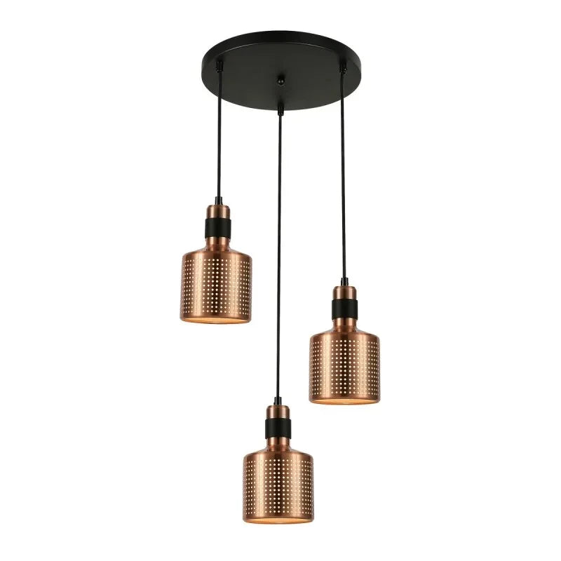 Lampa wisząca Restenza śr. 38cm 3xE27 | miedziany/czarny