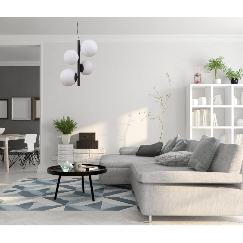 Lampa wisząca Riga wys. cał. 120cm 4xE14/E27 | czarna