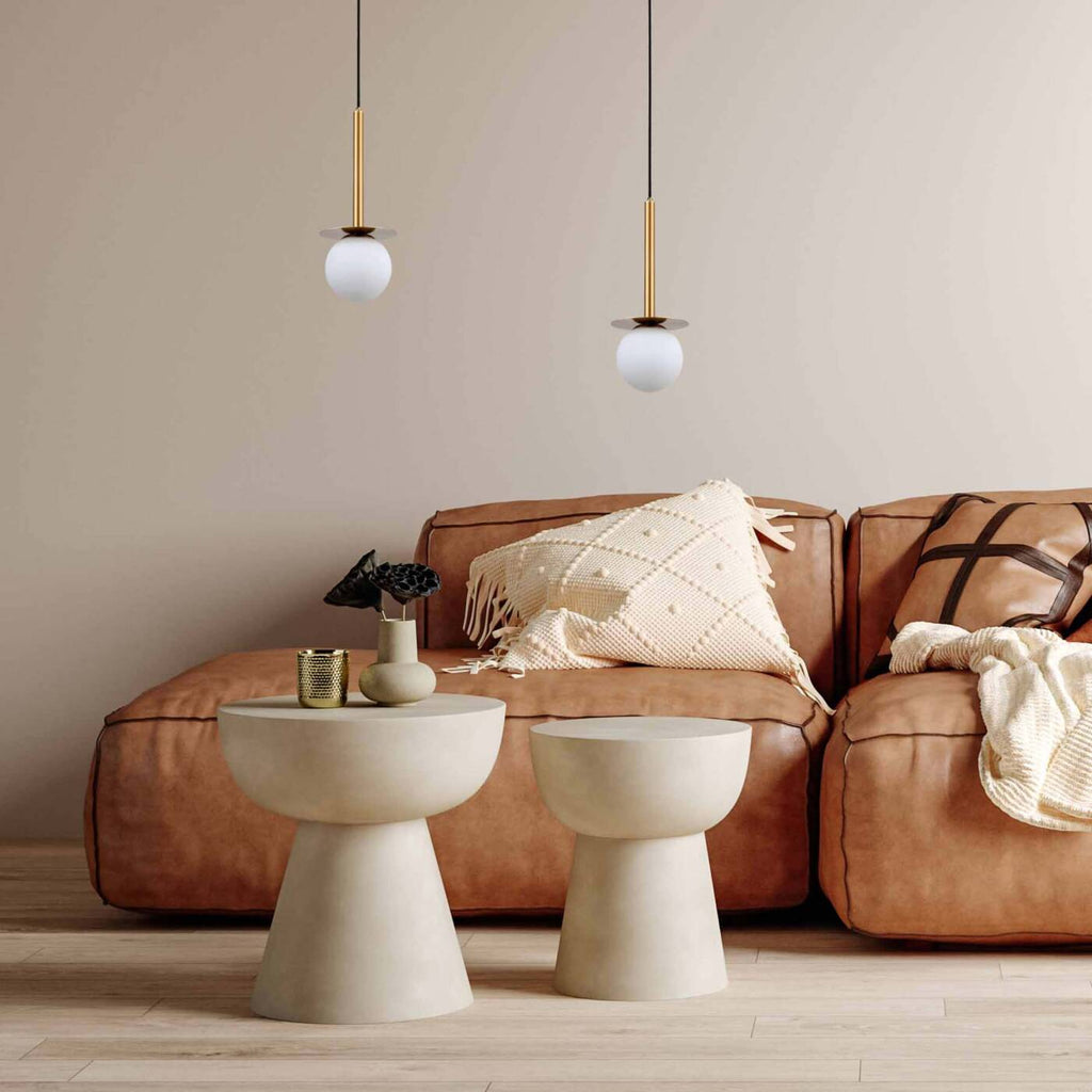 Lampa wisząca Roma 1, złota z białym kloszem, 1x40W E14