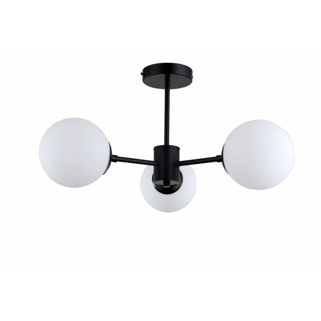 Lampa wisząca Roma 3, czarna z białymi kloszami, 3x40W E14