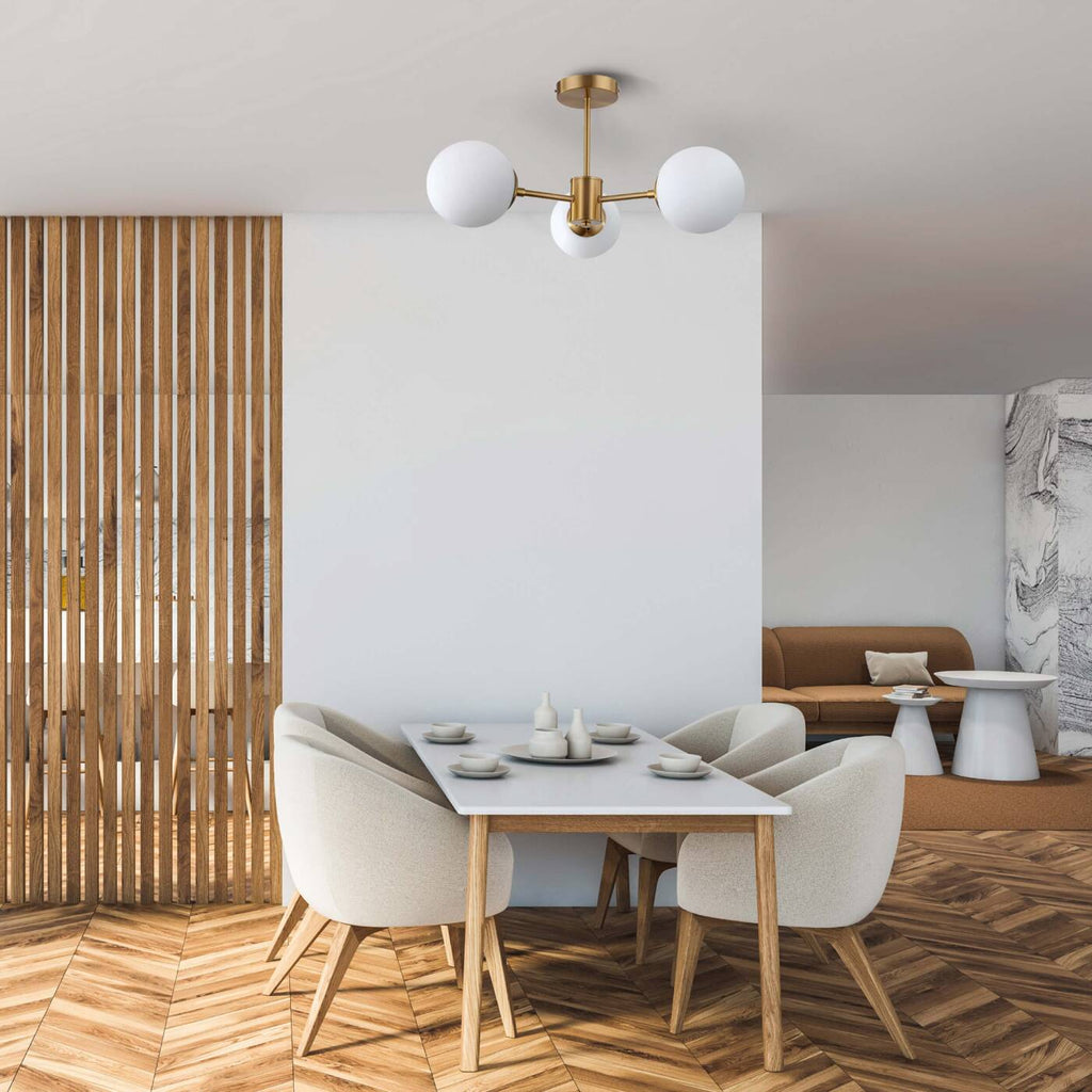 Lampa wisząca Roma 3, złota z białymi kloszami, 3x40W E14