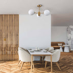 Lampa wisząca Roma 3, złota z białymi kloszami, 3x40W E14